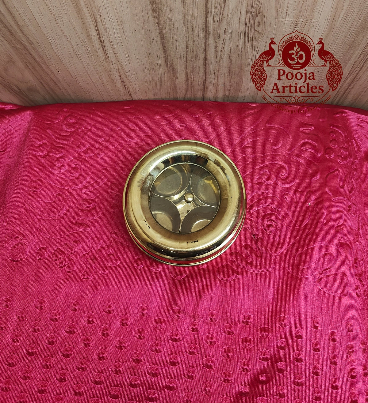 Brass Masala Box with Glass Lid 4.2 Inch