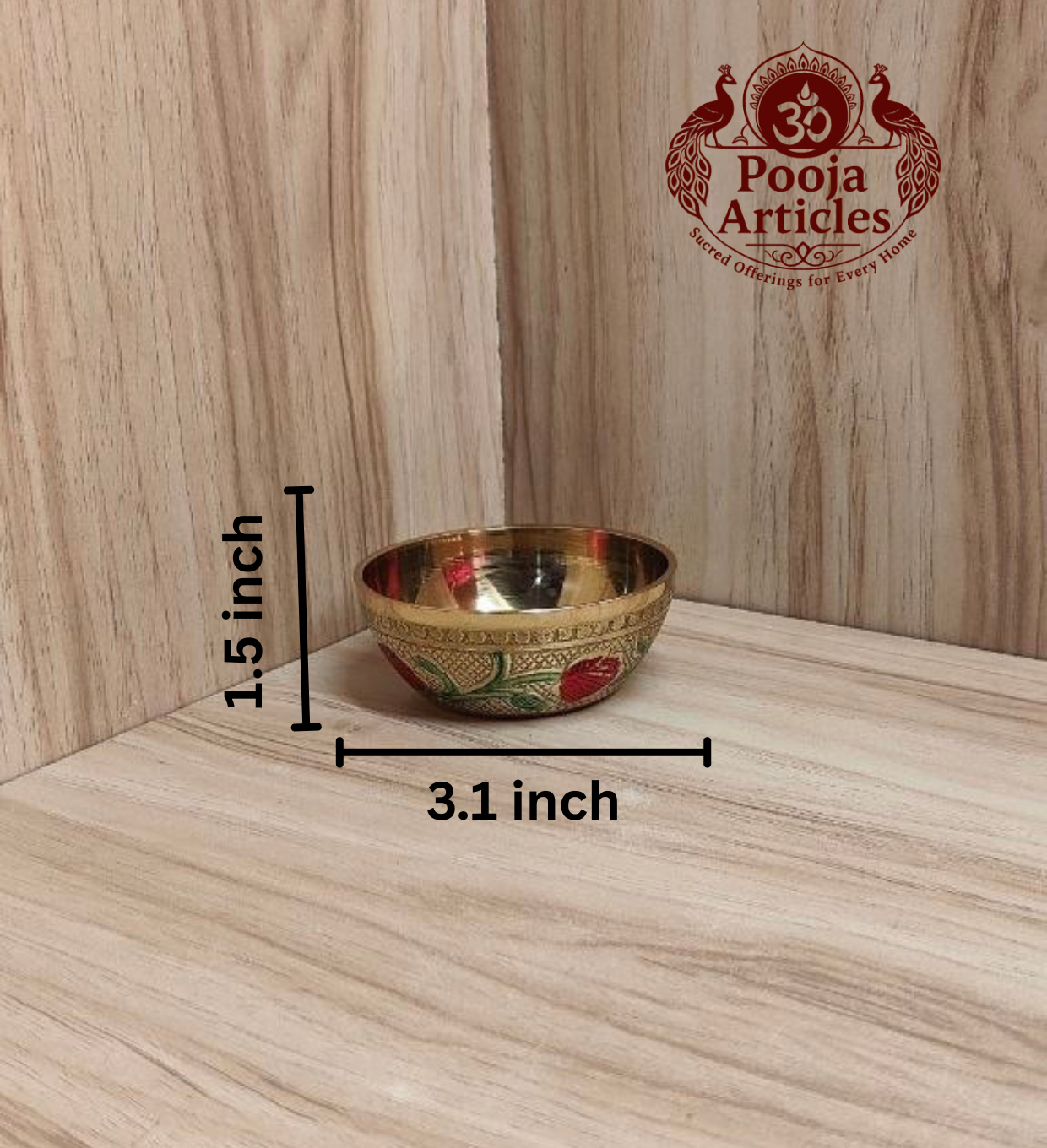 Brass Meenakari Pooja Bowl 3.1 Inch
