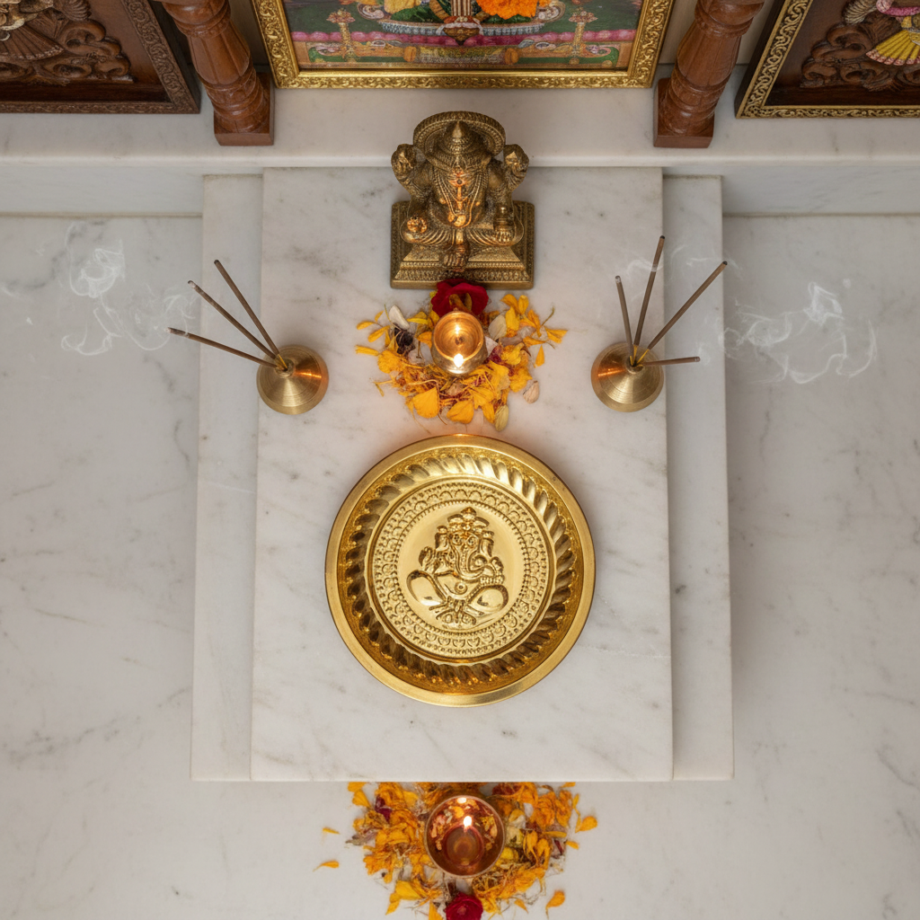 Brass Mini Pooja Plate 6.2 Inch