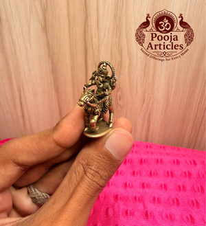 Brass Miniature Ganesha Riding a Horse 1.4 Inch