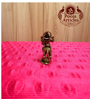 Brass Miniature Ganesha Riding a Horse 1.4 Inch