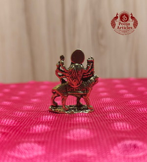 Miniature Brass Goddess Durga Idol - Back View