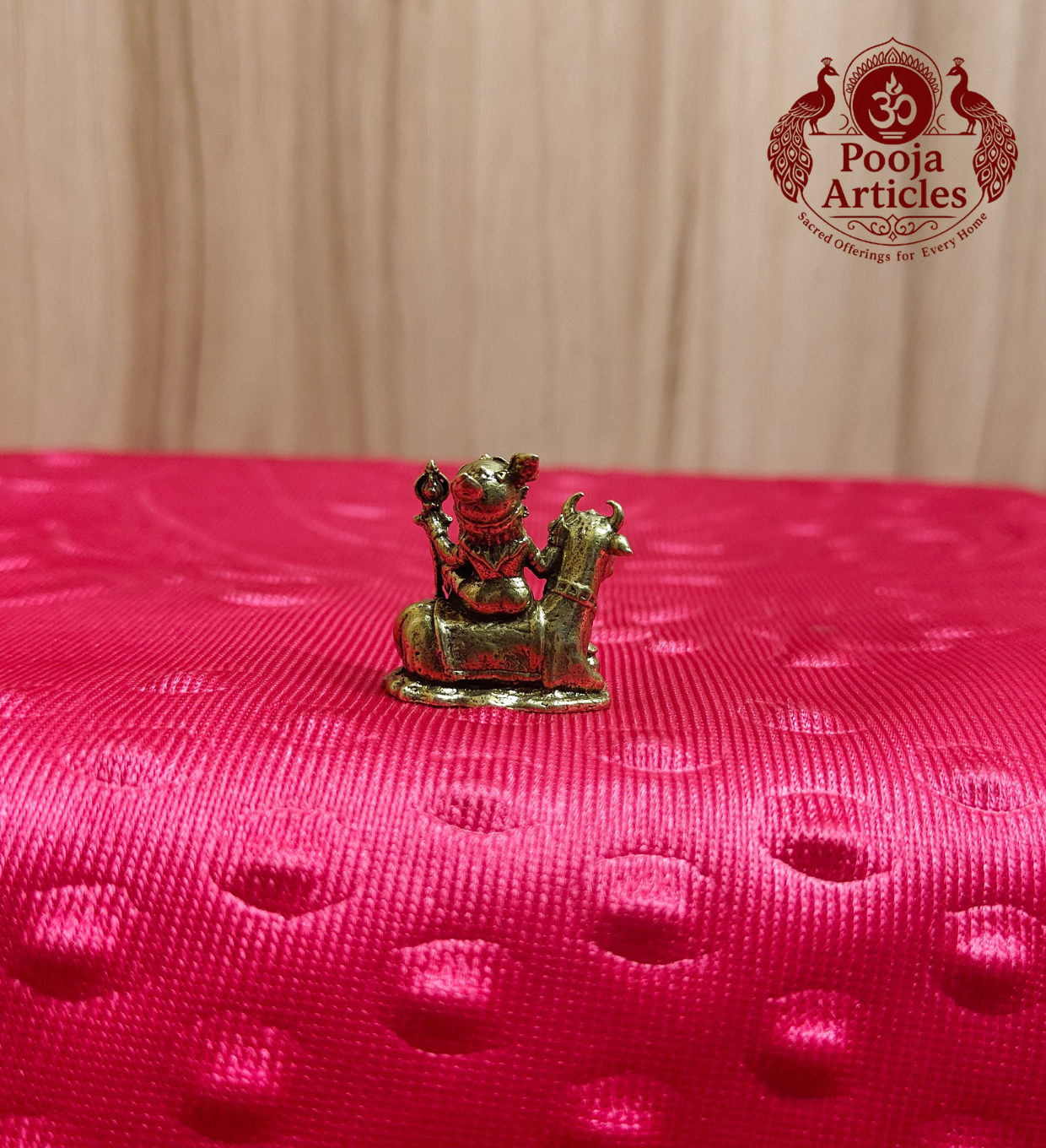 Brass Miniature Lord Krishna with Kamadhenu Cow 1 Inch - Back View