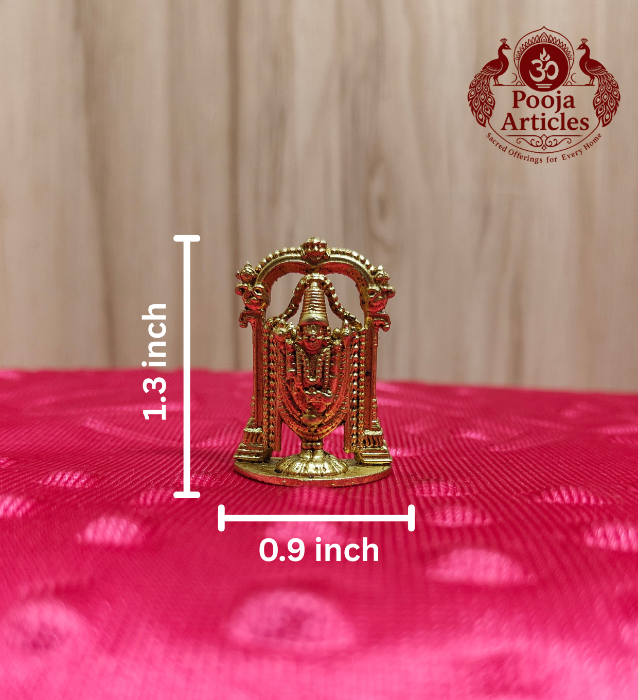 Brass Miniature Lord Venkateswara Idol 1.3 Inch measurements
