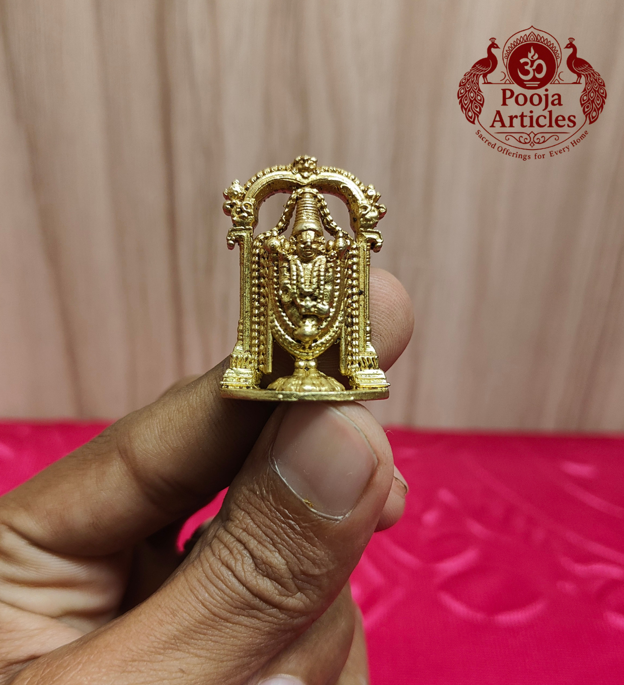 Brass Miniature Lord Venkateswara Idol 1.3 Inch front view