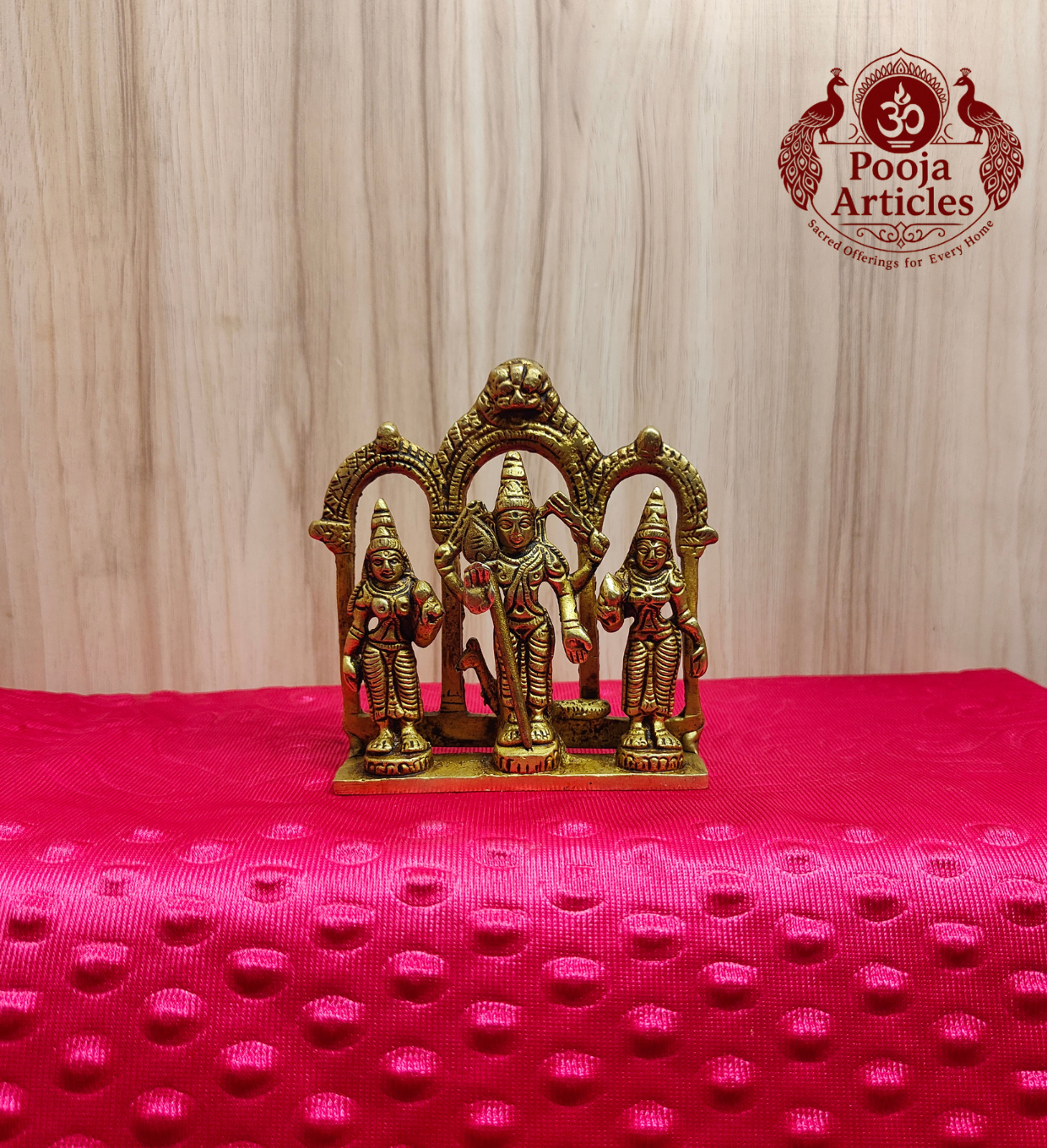 Brass Murugan Valli Deivanai Statue 4.2 Inch