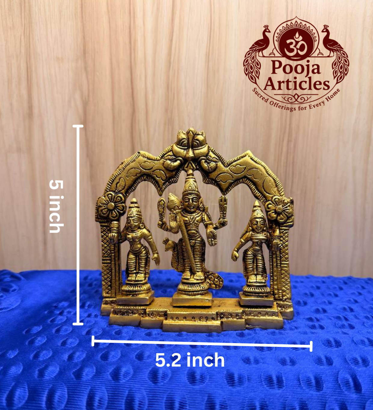 Brass Murugan Valli Deivanai Statue 5 Inch