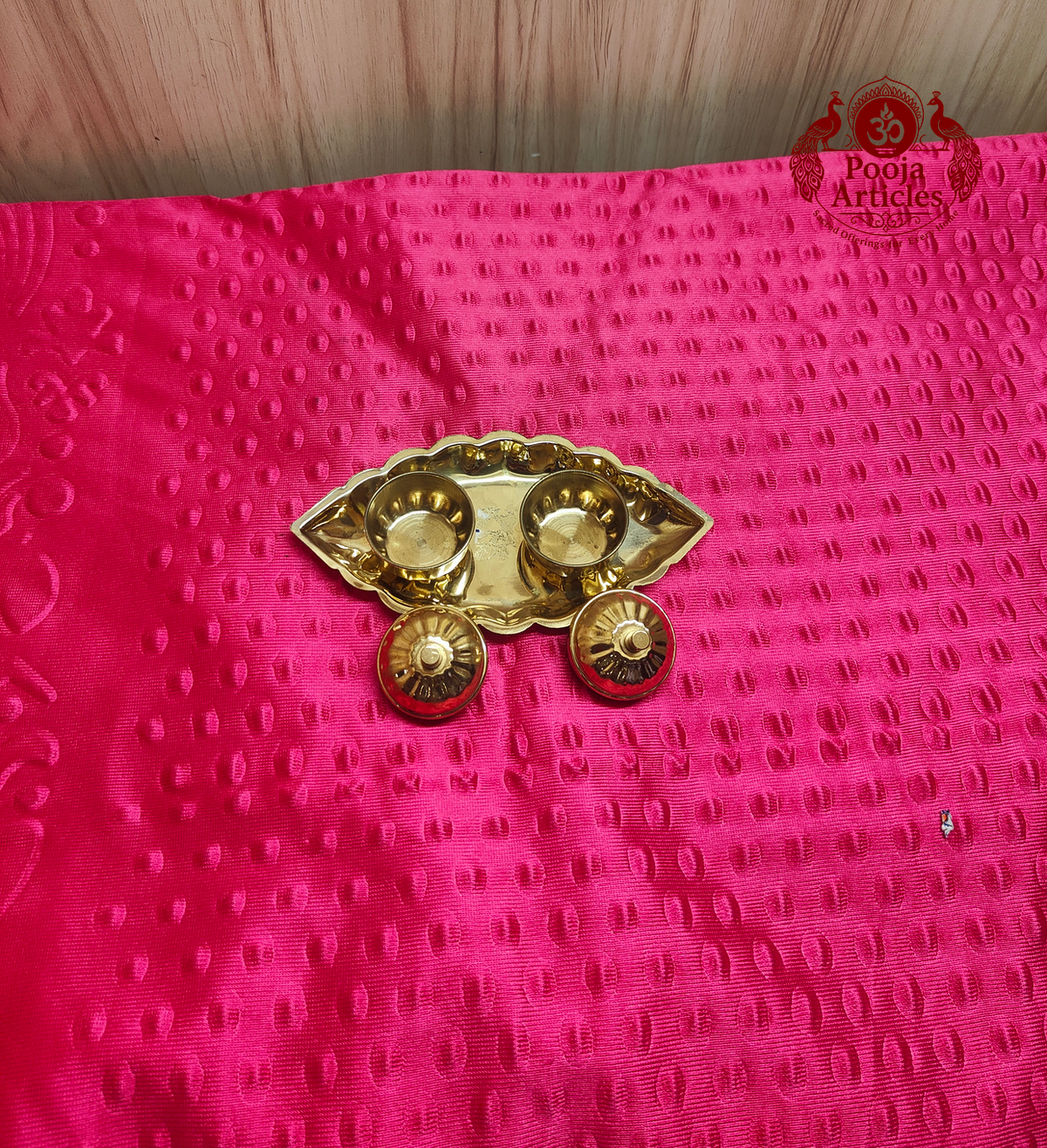 Brass Oval Two Cup KumKum Box 6 Inch