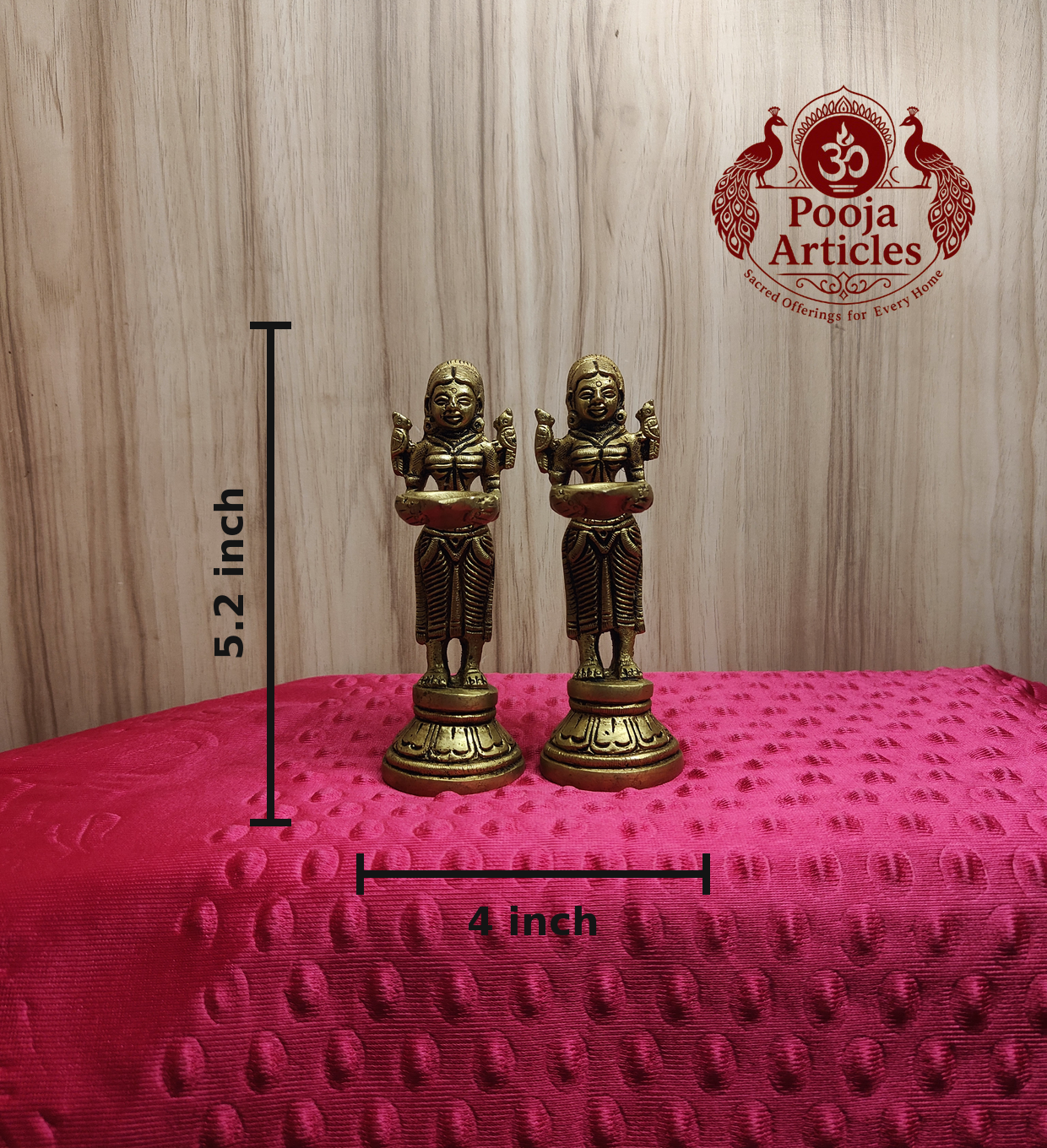 Brass Paavai Vilaku Statue 5.2 Inch (Set of 2)