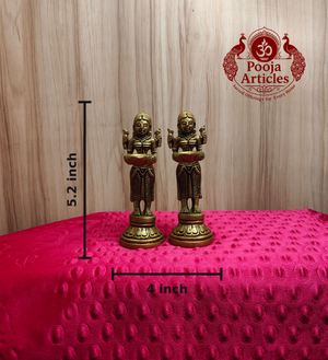 Brass Paavai Vilaku Statue 5.2 Inch (Set of 2)