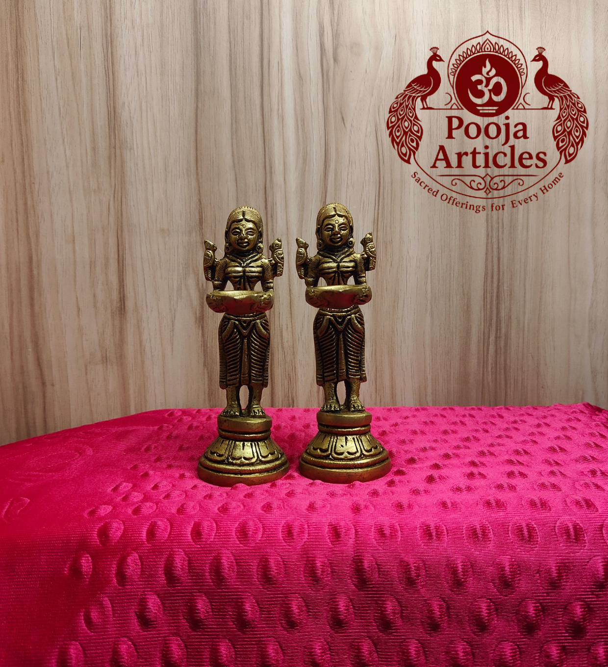 Brass Paavai Vilaku Statue 5.2 Inch (Set of 2)