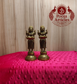 Brass Paavai Vilaku Statue 5.2 Inch (Set of 2)