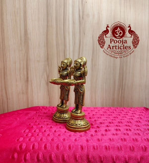 Brass Paavai Vilaku Statue 5.2 Inch (Set of 2)