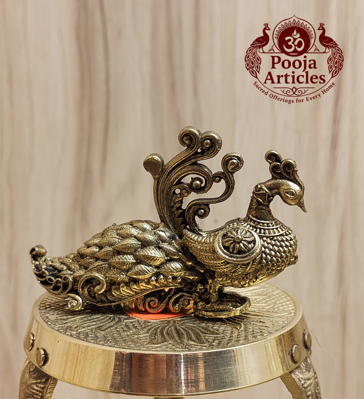 Brass Peacock Figurine 3 Inch