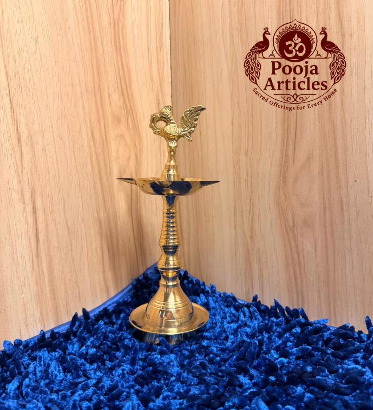 Brass Peacock Puja Diya 8 Inch