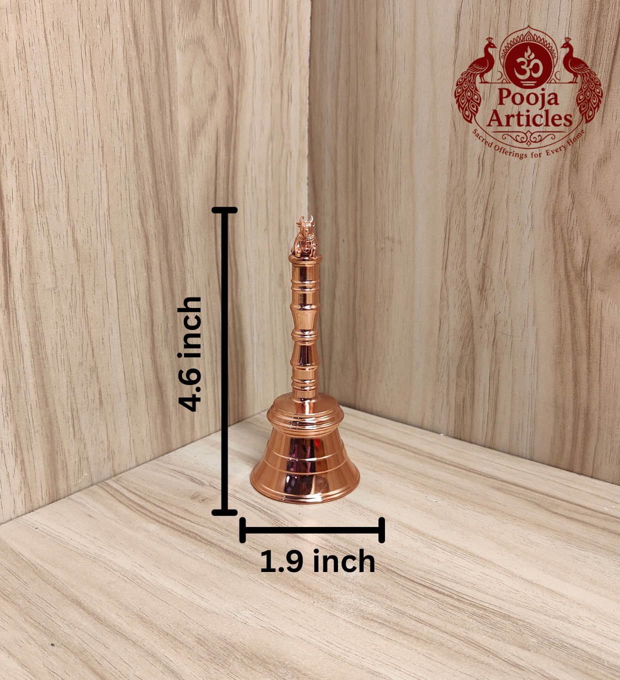 Brass Pooja Bell with Nandi Handle 4.6 Inch