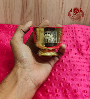 Brass Prasadha Bowl With Vel 2.5 Inch 