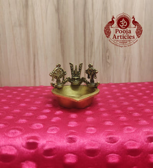 Brass Shankh Chakra Namah Diya 2.2 Inch 
