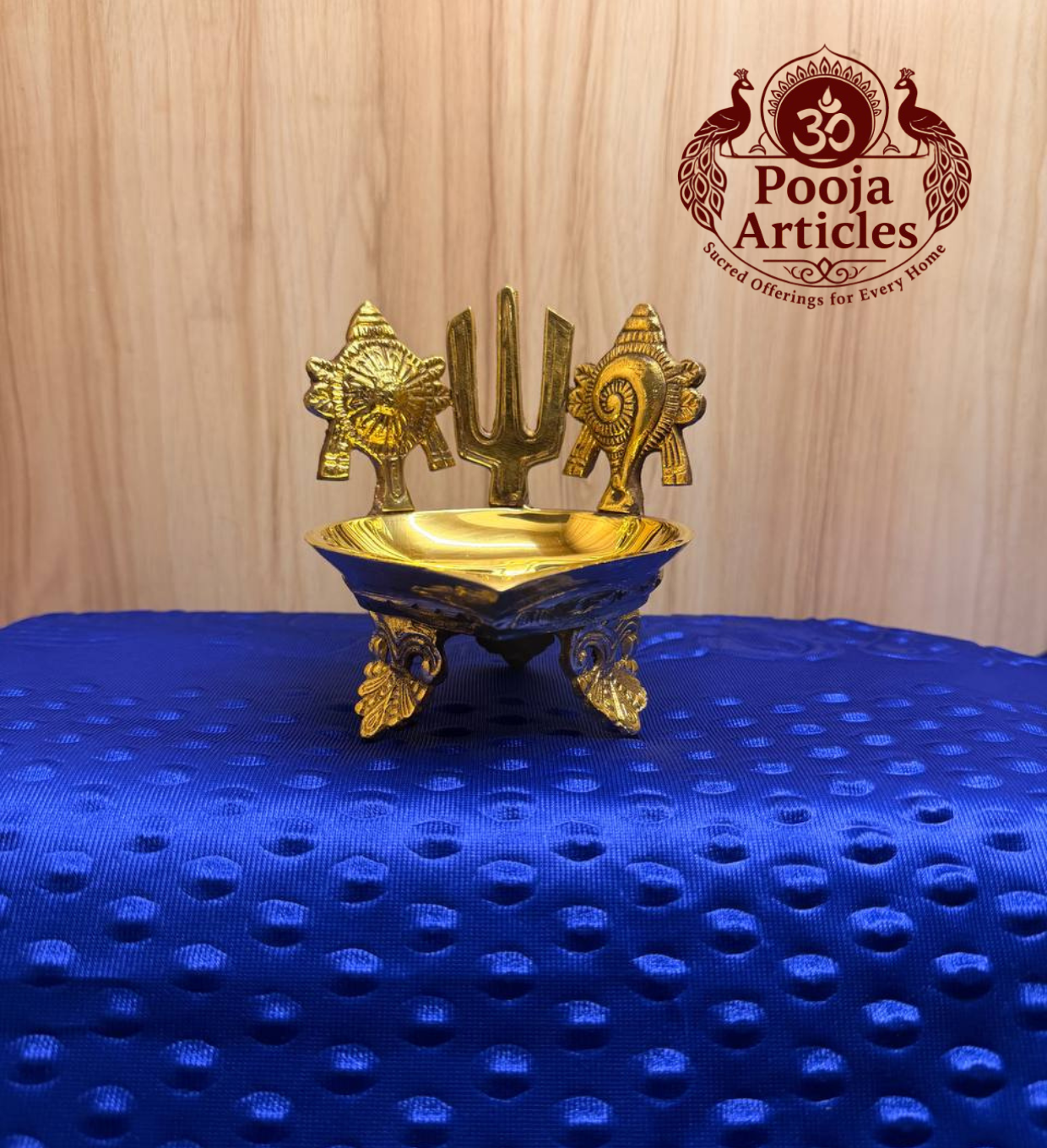 Brass Shanku Chakra Namah Diya 5 Inch