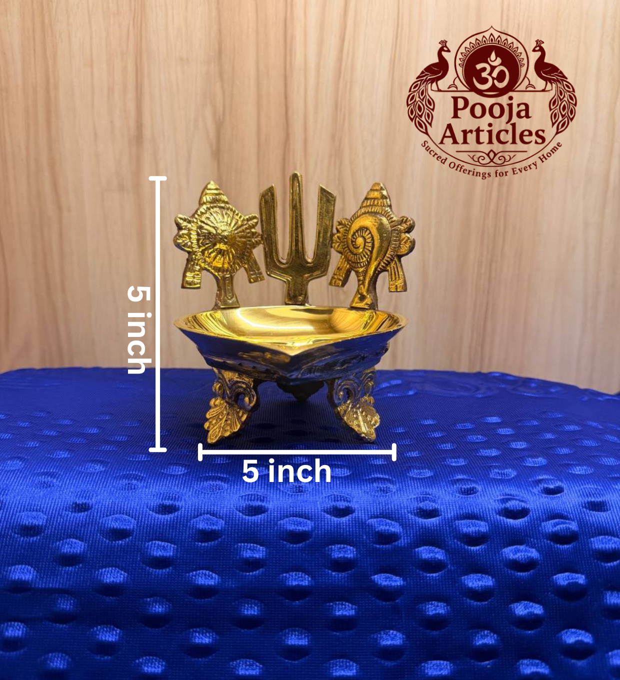Brass Shanku Chakra Namah Diya 5 Inch