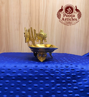 Brass Shanku Chakra Namah Diya 5 Inch