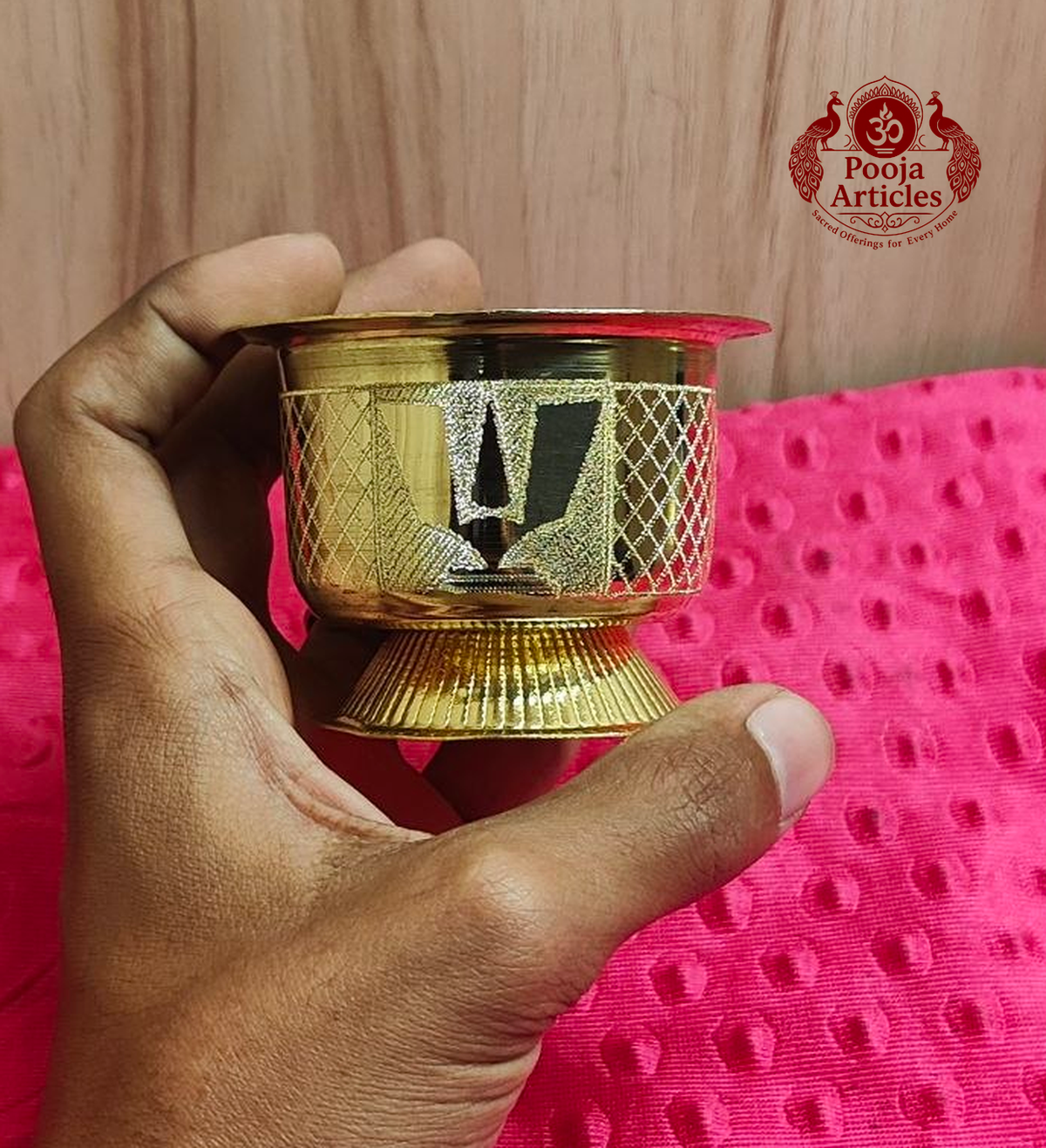 Brass Shanku Chakra Namam Prasadha Bowl 2.1 Inch 