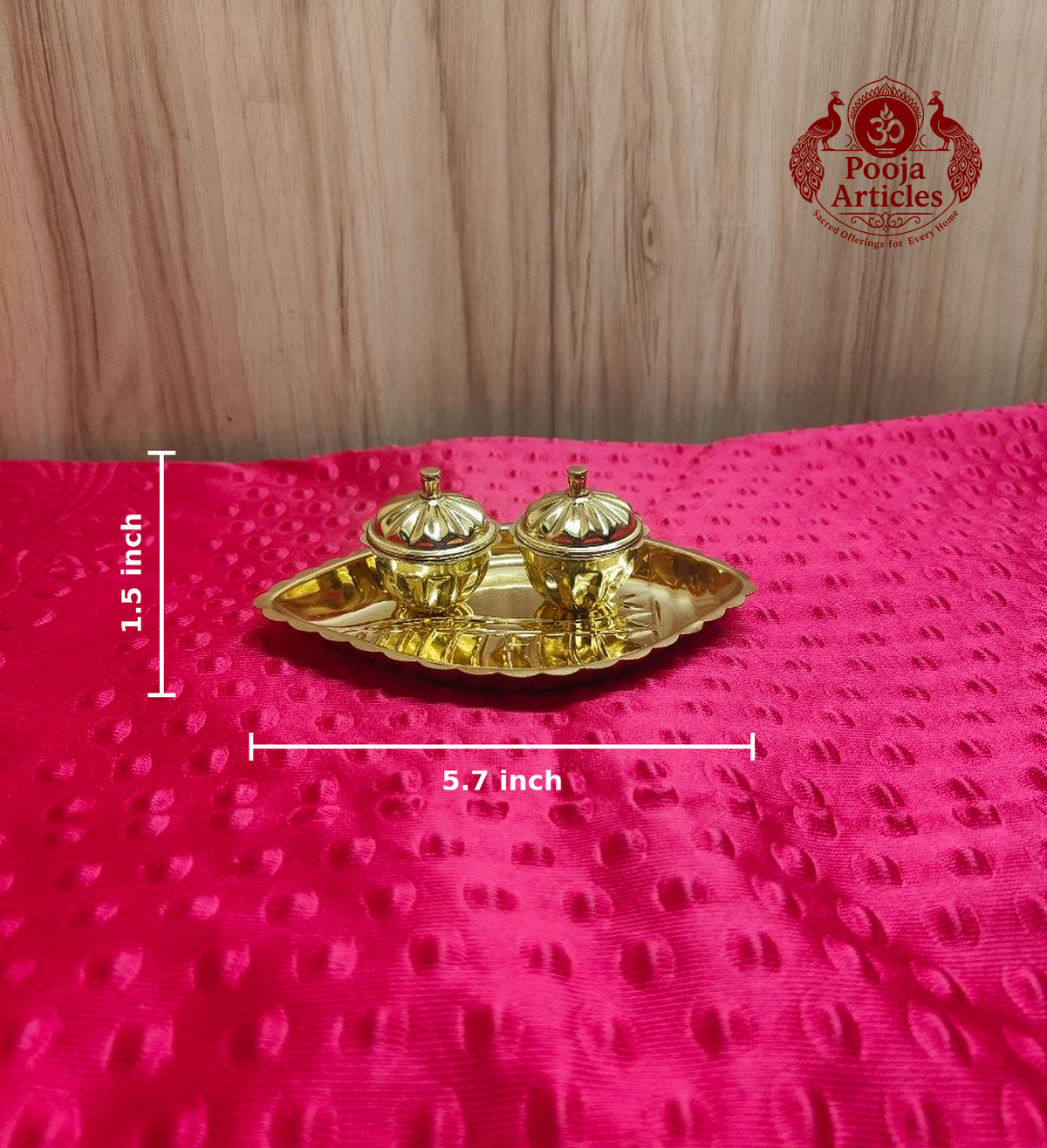 Brass Shanku Two Cup Kumkum Box 1.5 Inch