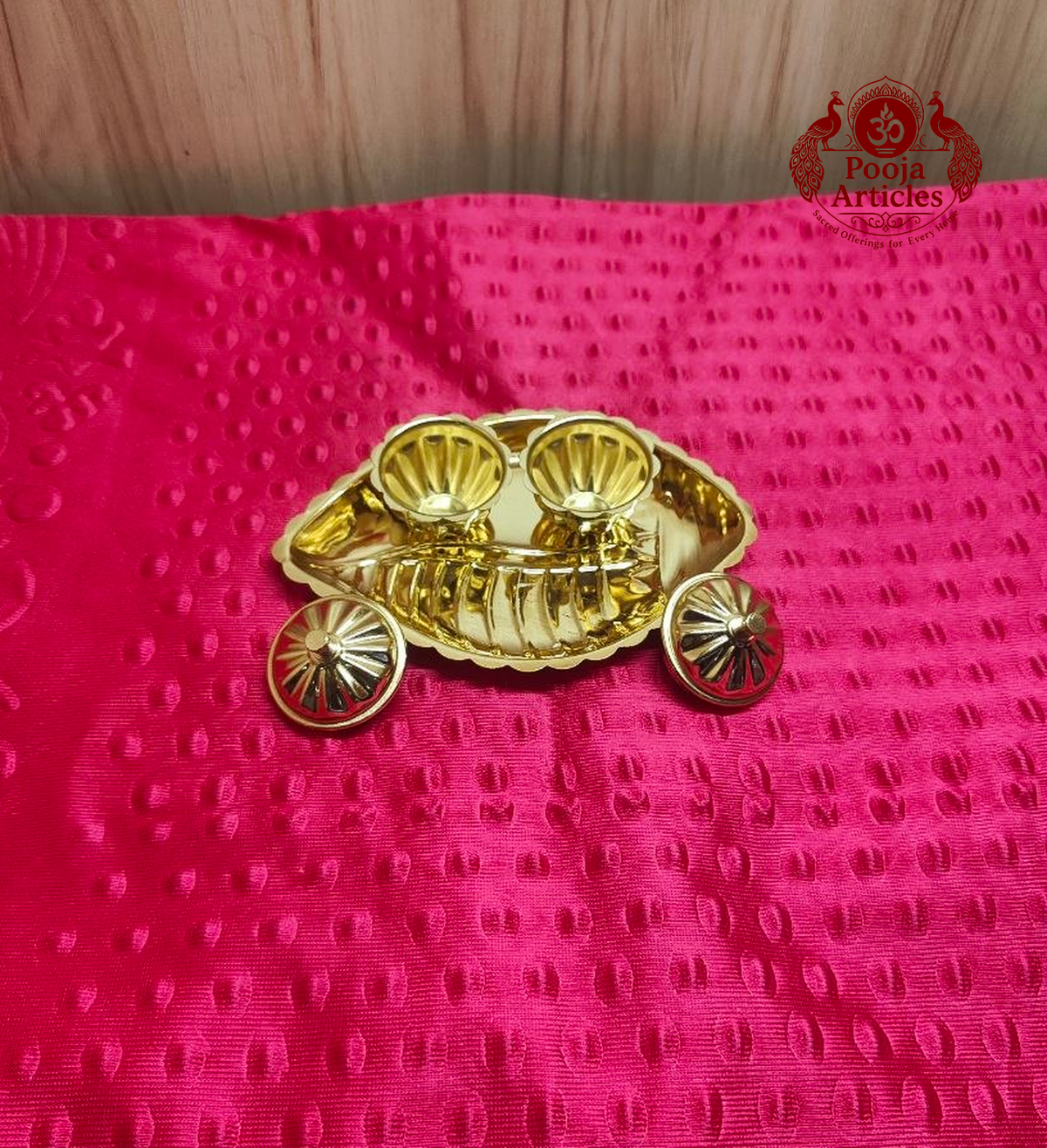 Brass Shanku Two Cup Kumkum Box 1.5 Inch 