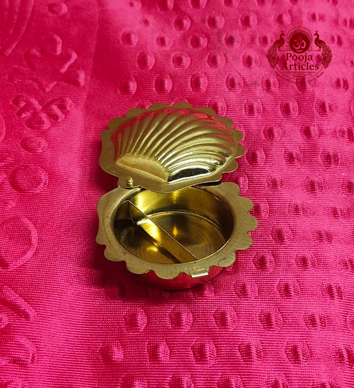 Brass Shell Shape KumKum Box 1 Inch 