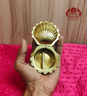 Brass Shell Shape KumKum Box 1 Inch 