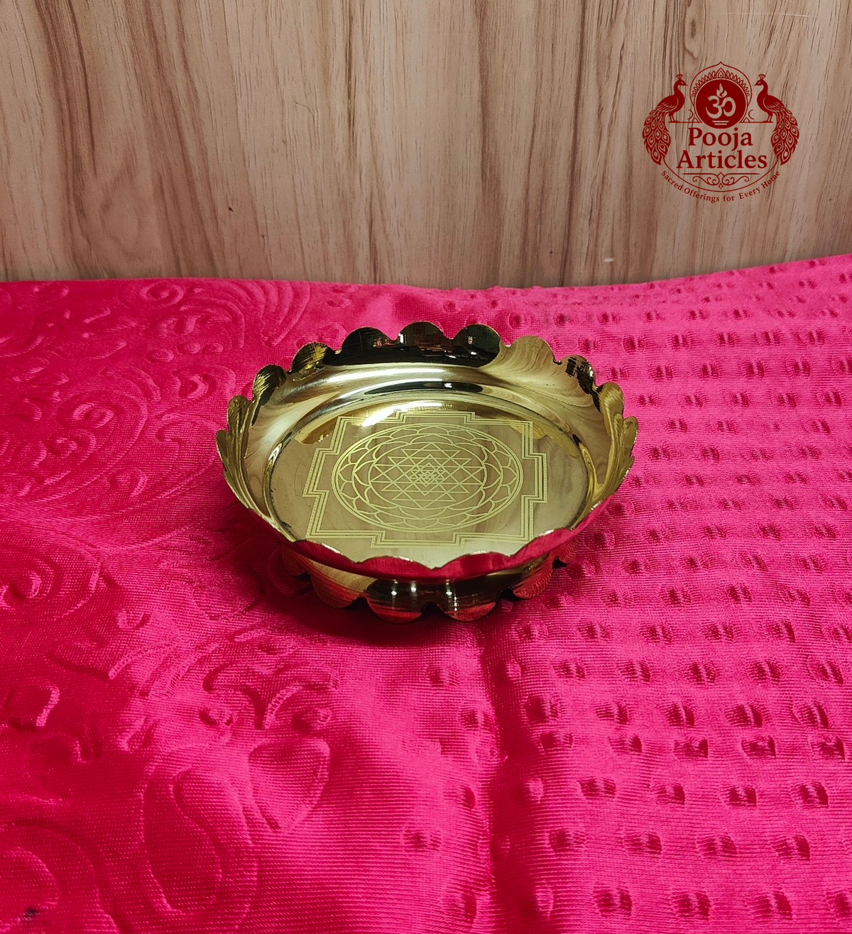 Brass Shree Yantra Lotus Stand 5.1 Inch