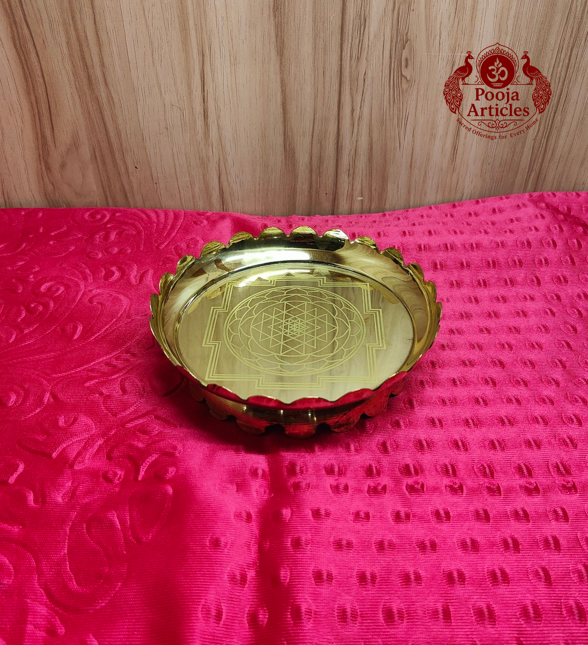 Brass Shree Yantra Lotus Stand 6.1 Inch