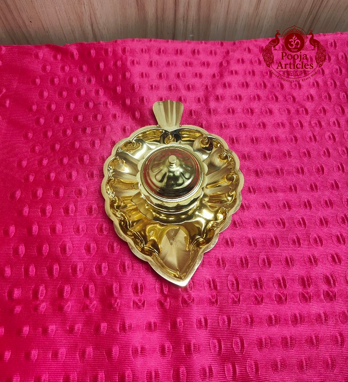 Brass Single Leaf Kumkum Box 2 Inch 