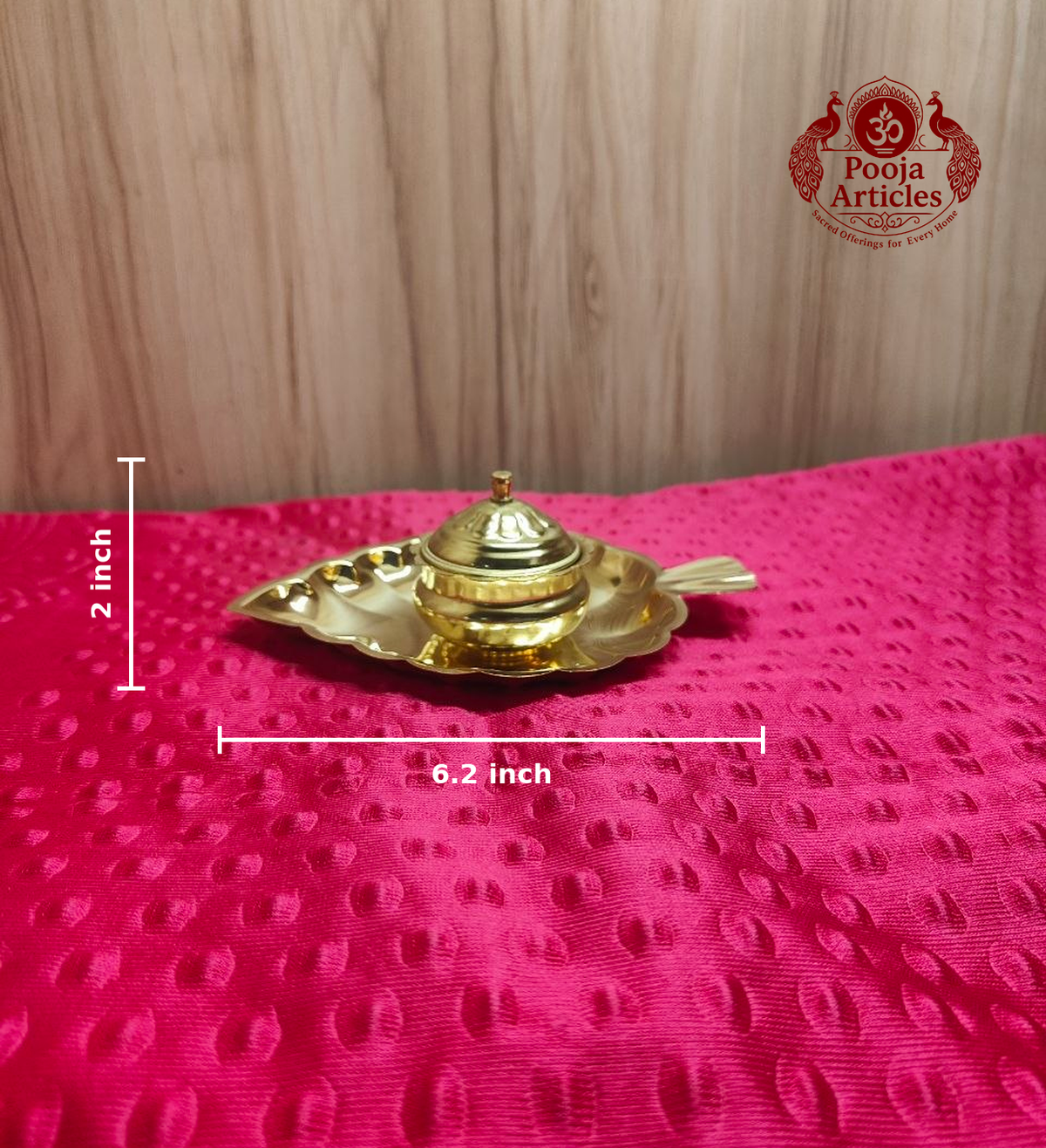 Brass Single Leaf Kumkum Box 2 Inch 