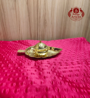 Brass Single Leaf Kumkum Box 2 Inch 