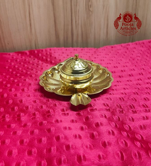 Brass Single Leaf Kumkum Box 2 Inch
