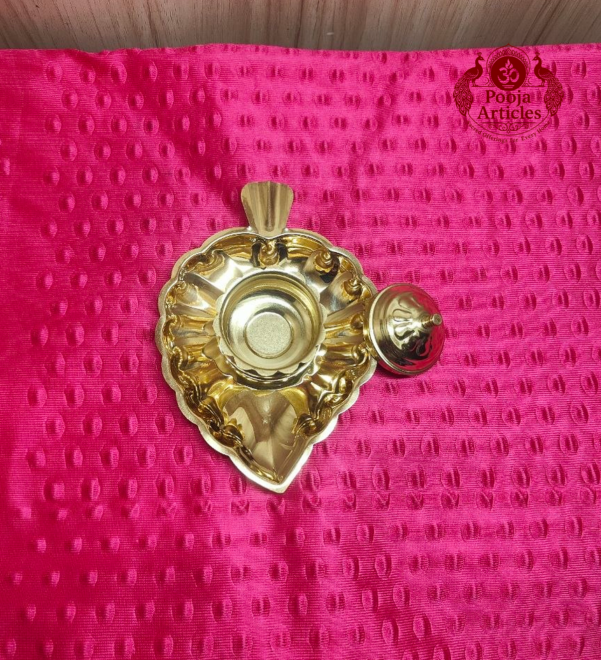 Brass Single Leaf Kumkum Box 2 Inch 