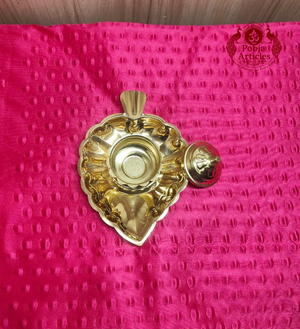 Brass Single Leaf Kumkum Box 2 Inch 