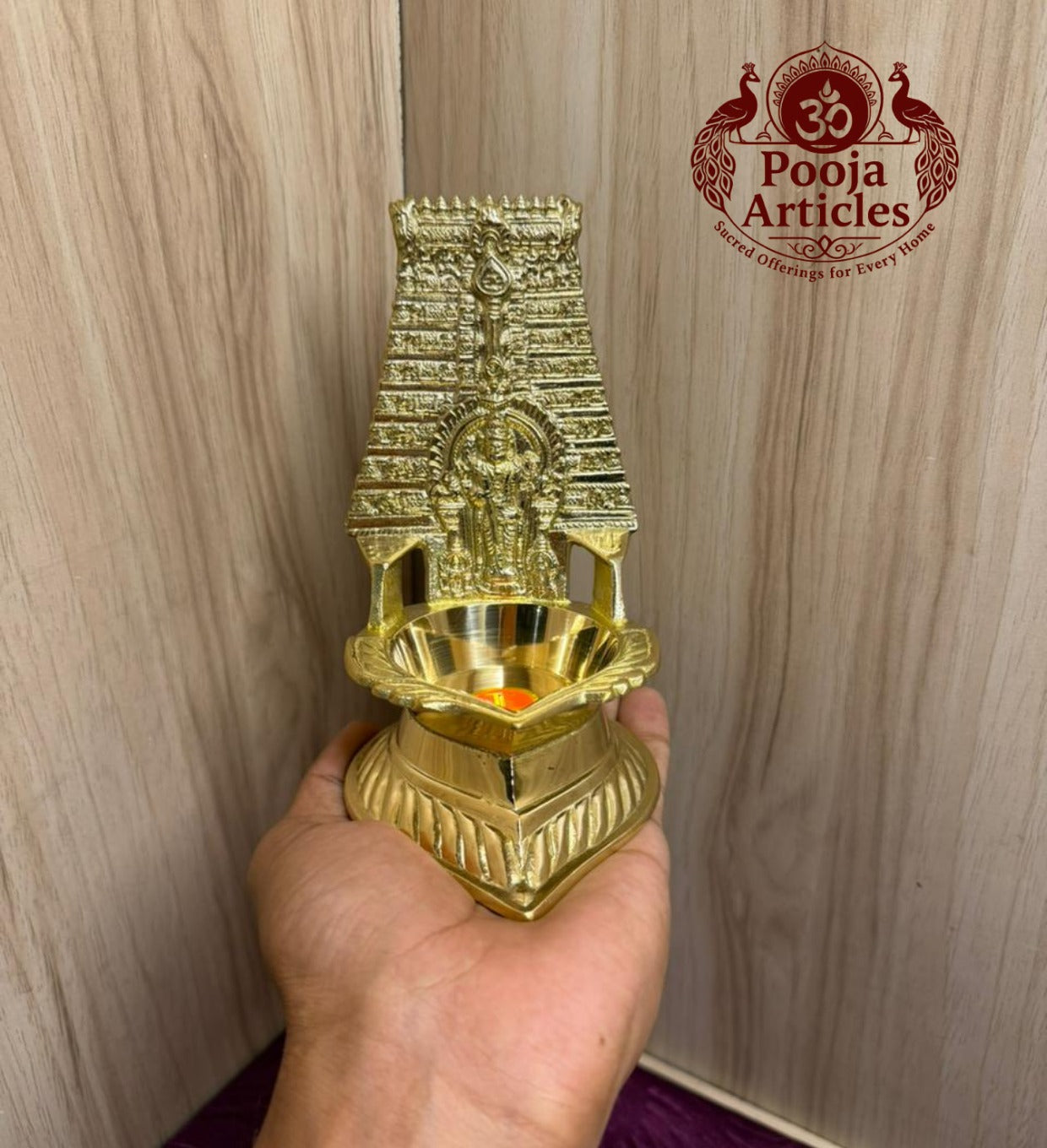 Brass Thiruchendur Murugan Gopuram Vilakku 5.8 Inch