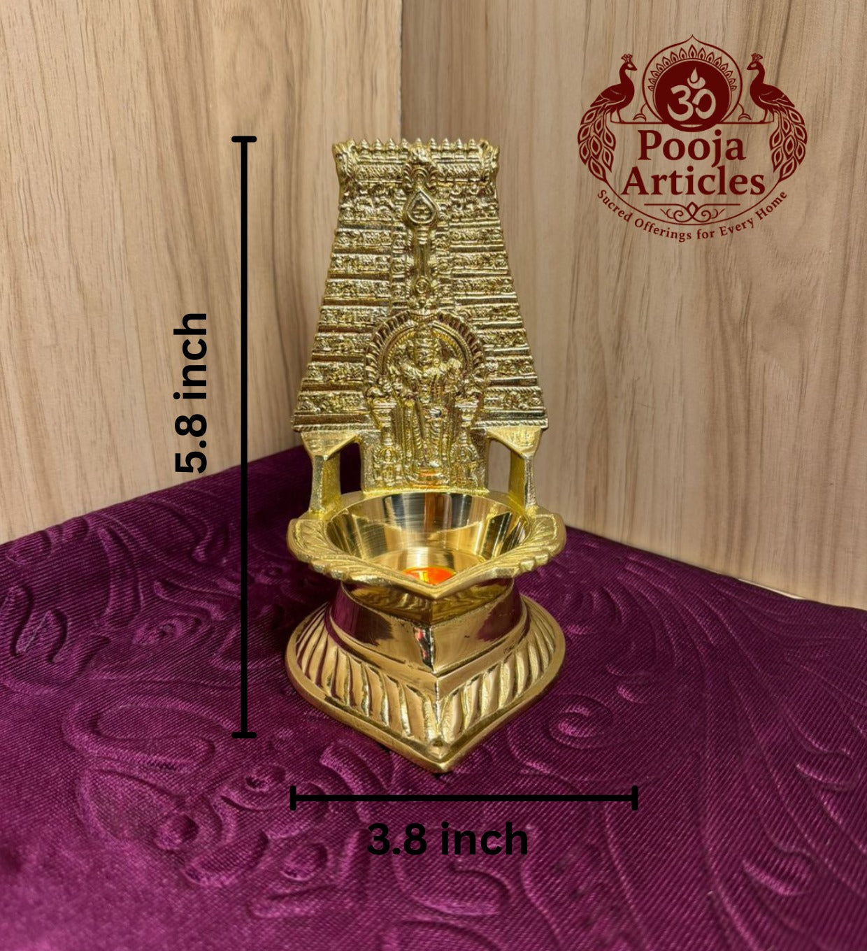 Brass Thiruchendur Murugan Gopuram Vilakku 5.8 Inch