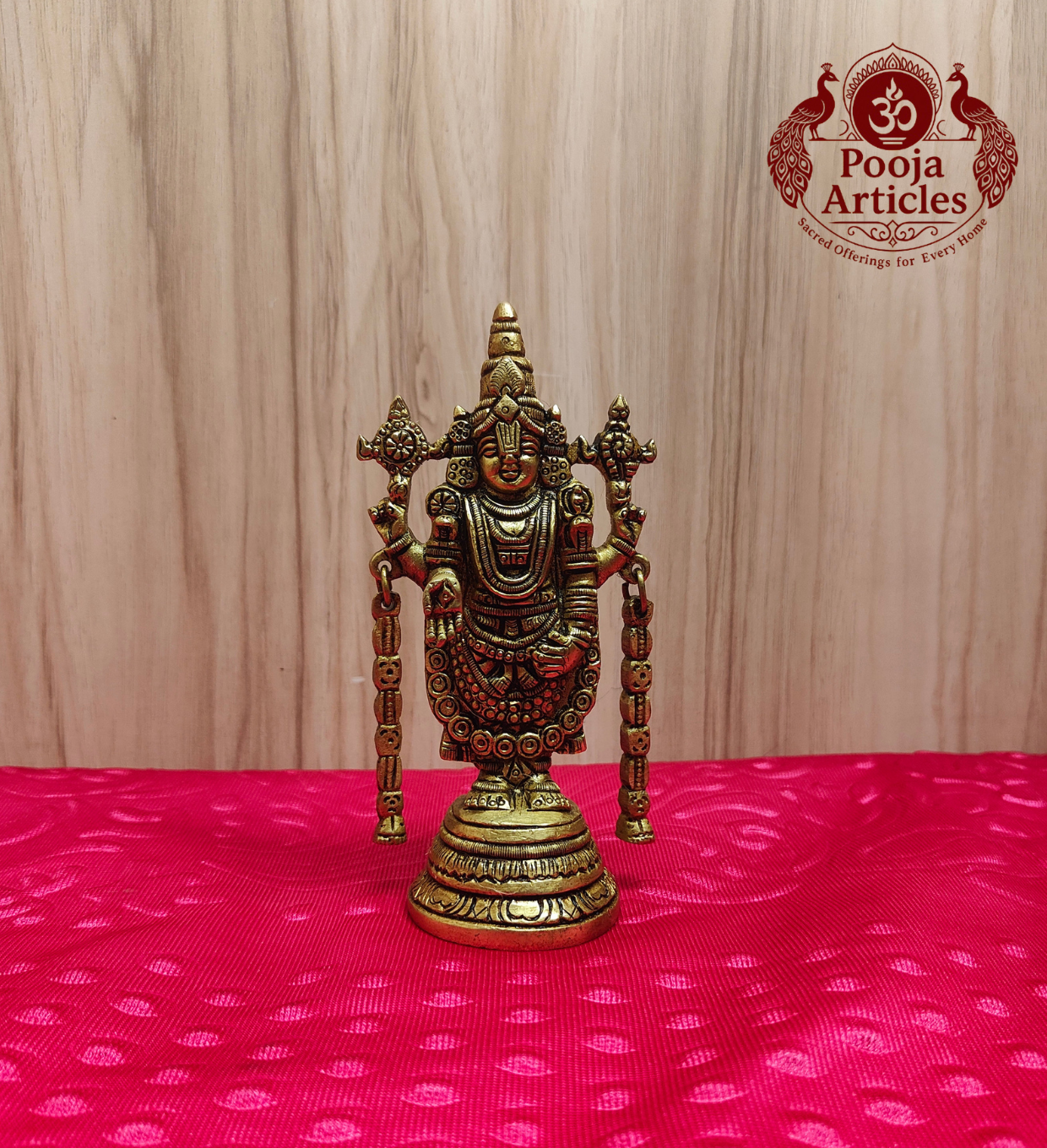Premium Brass Tirupati Balaji Statue 5.7 inch - side view right