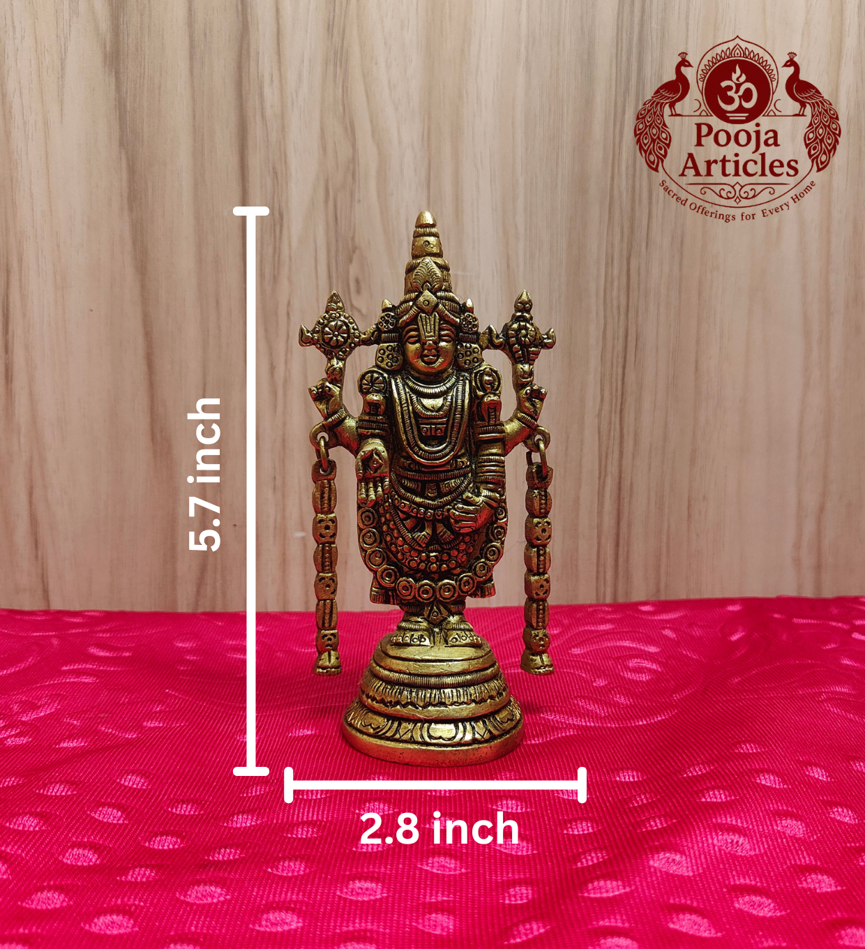 Premium Brass Tirupati Balaji Statue 5.7 inch - side view left