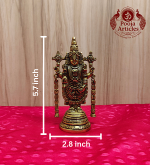 Premium Brass Tirupati Balaji Statue 5.7 inch - side view left