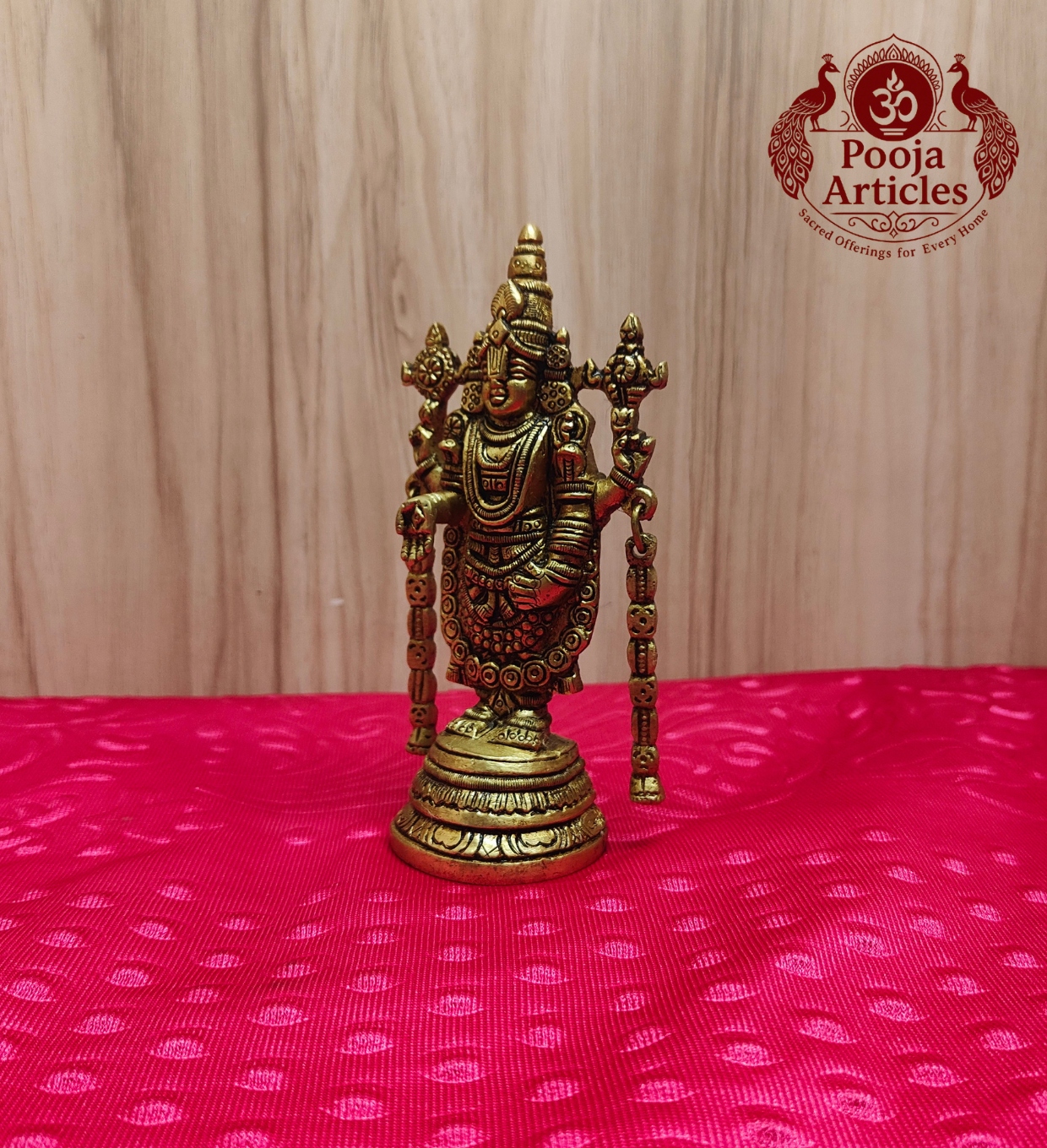 Premium Brass Tirupati Balaji Statue 5.7 inch - front view close-up