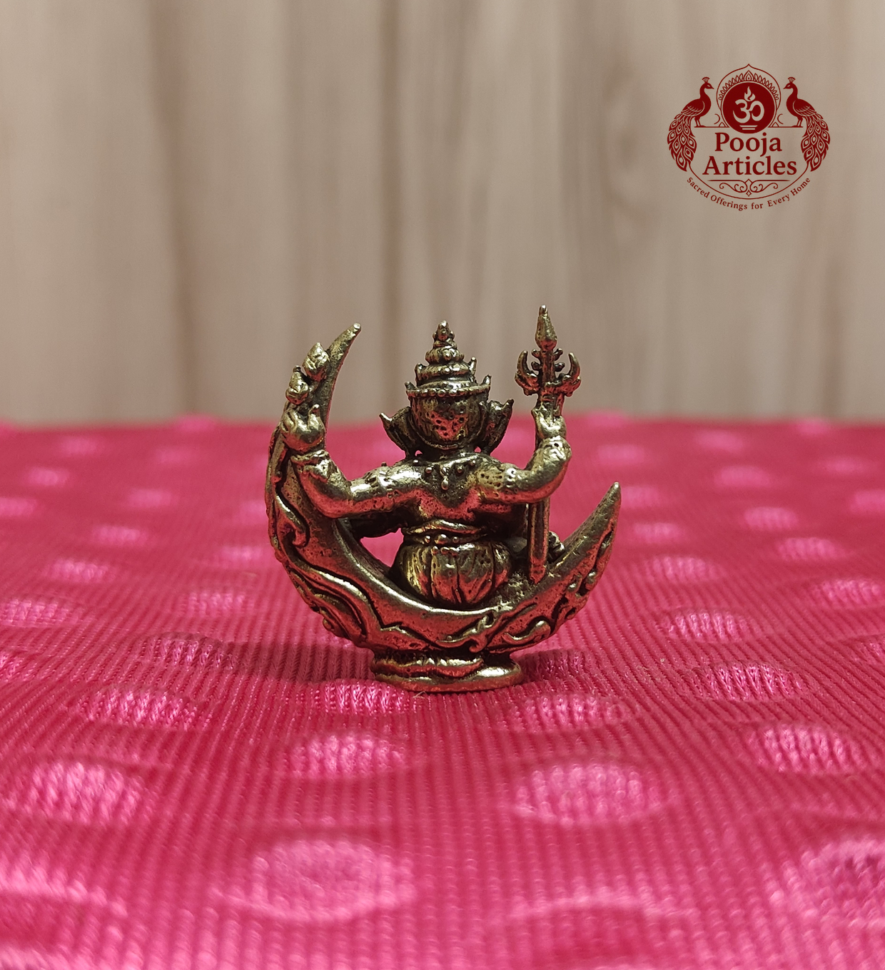 Miniature Brass Chandrama Ganesha Statue 1.2 Inch - Back view