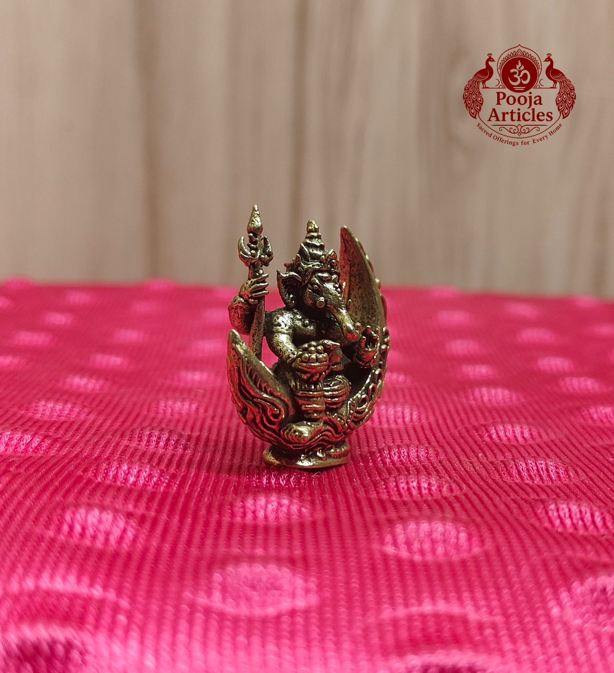 Miniature Brass Chandrama Ganesha Statue 1.2 Inch