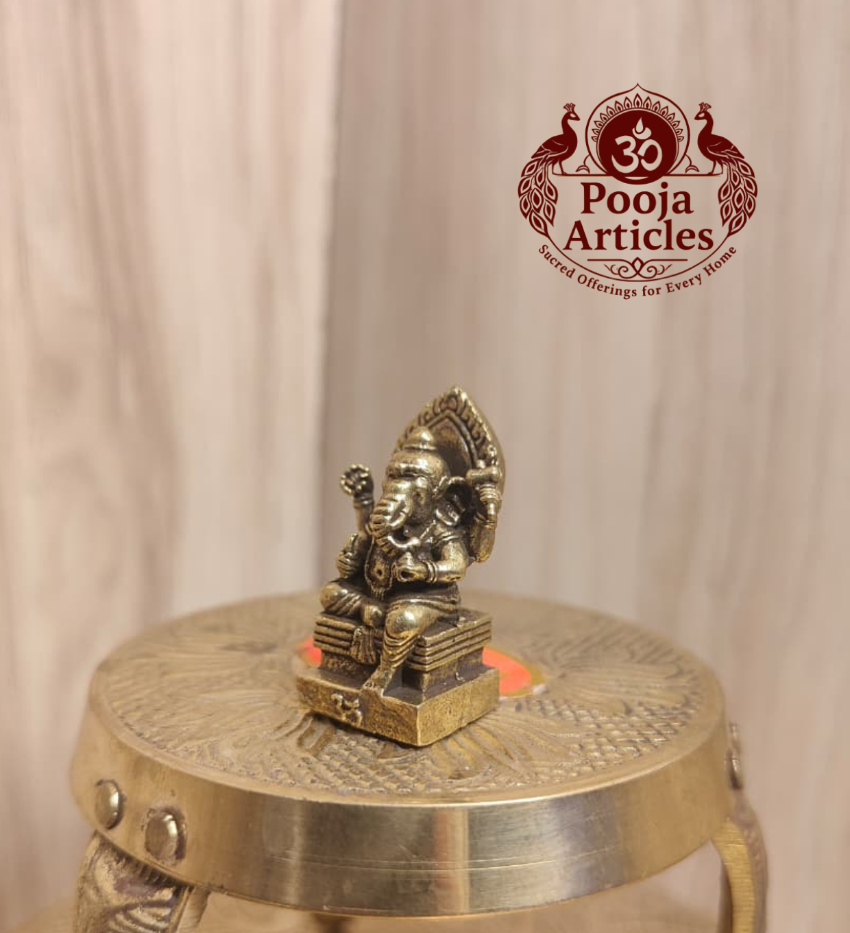Miniature Brass Ganesh Statue 1.5 Inch