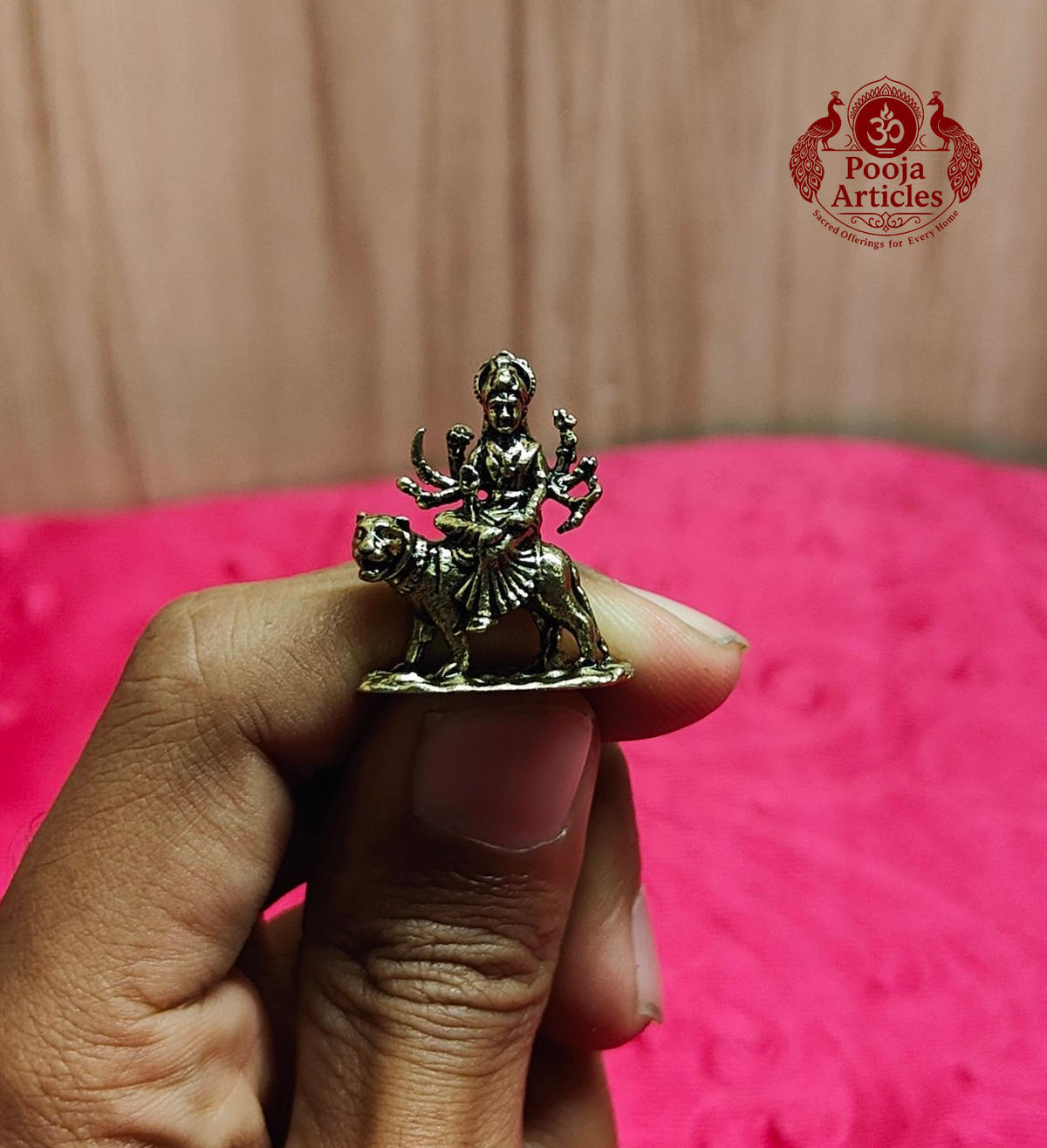 Miniature Brass Goddess Durga Devi 1.1 Inch 