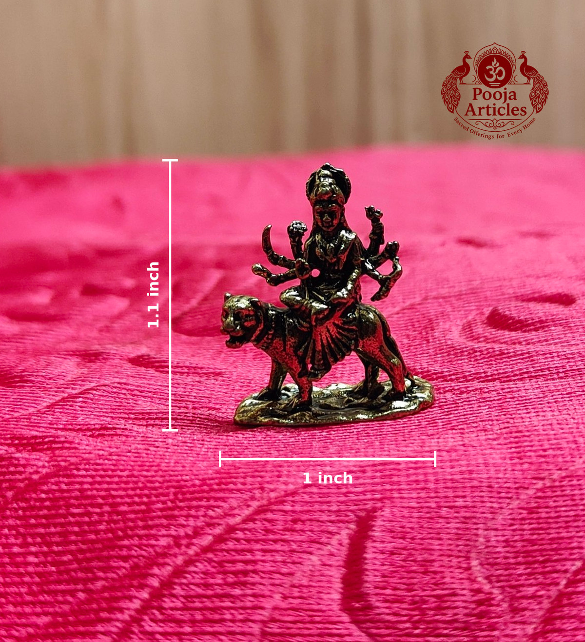 Miniature Brass Goddess Durga Devi 1.1 Inch