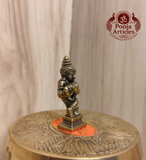Miniature Brass Krishna Murti 1.6 Inch